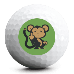 Cheeky Monkey design on a white golf ball.