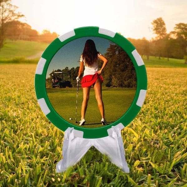 The 19th hole poker chip golf ball marker.